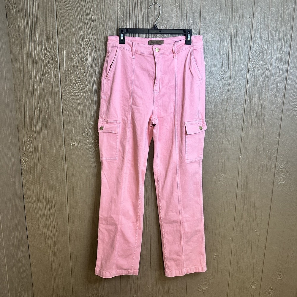 Judy Blue High Waist Bubble Gum Pink Dyed Cargo Straight Leg Jean 13/31 Gorpcore